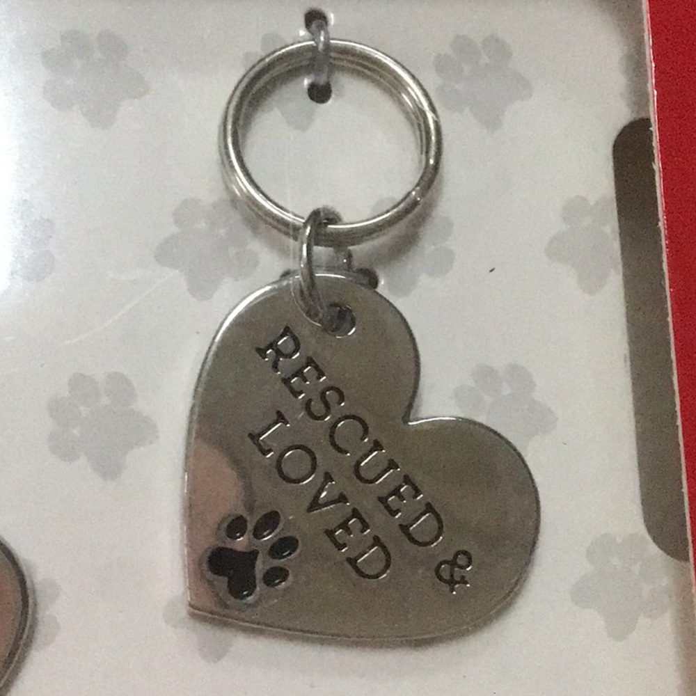 Pet&Me Silver Heart‎ Love My Rescue Necklace & Collar Charm Set NWT